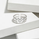 Wave Shape Inlaid Zircon Open Ring