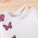 Butterfly Print Round Neck Long Sleeve Top and Pants Set