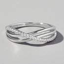 Crisscross Inlaid Zircon 925 Sterling Silver Ring