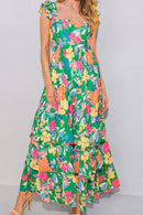 Tiered Ruffled Printed Sleeveless Dress
