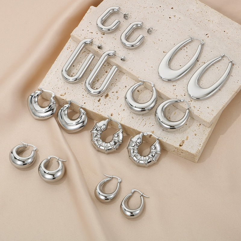 Stainless Steel Hinged Hoop Earrings