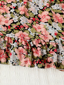 Floral Asymmetrical Neck Ruffled Dress