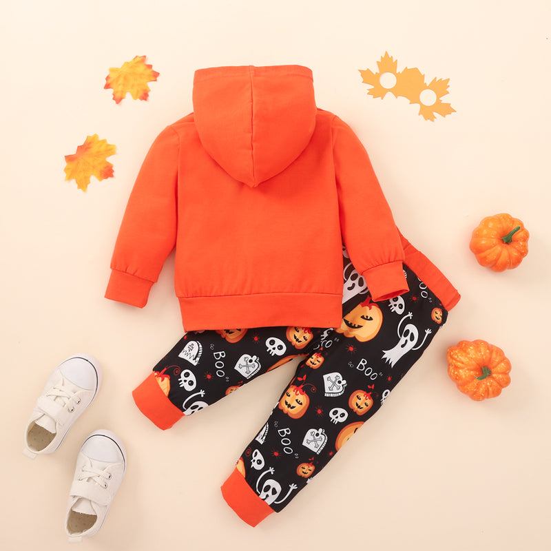 BOO Graphic Long Sleeve Hoodie and Printed Pants Set