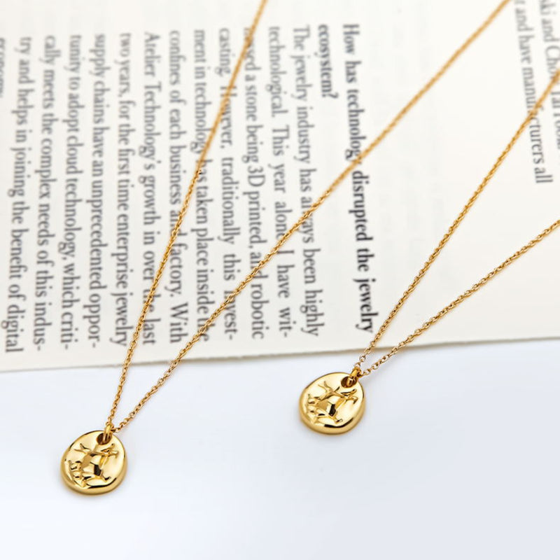 Gold-Plated Copper Coin Shape Pendant Necklace