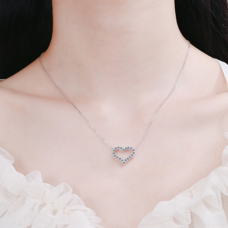 Moissanite 925 Sterling Silver Heart Shape Necklace