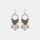 Shell Cotton Cord Brass Dangle Earrings