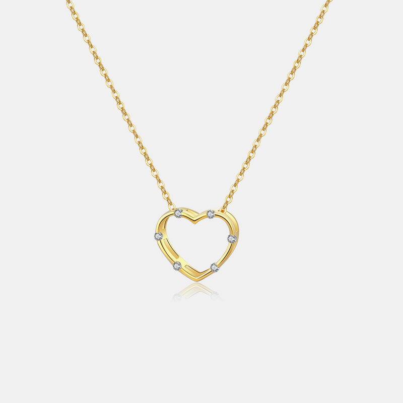 Heart Inlaid Zircon Spring Ring Closure Necklace