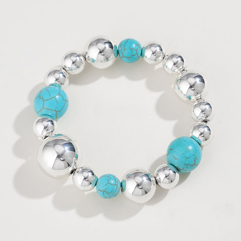 Artificial Turquoise Alloy Beaded Bracelet