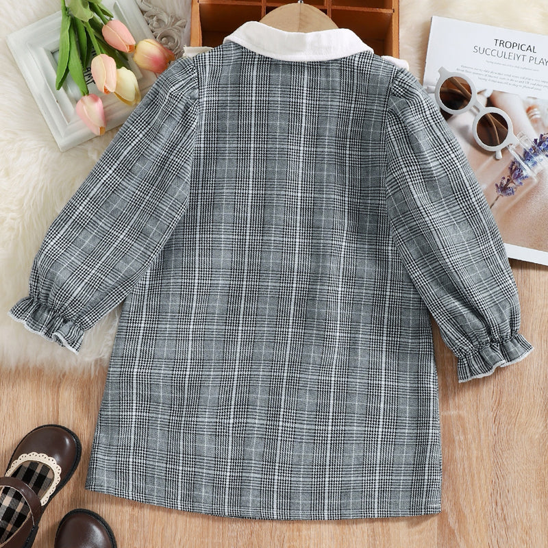 Plaid Flounce Sleeve Dress