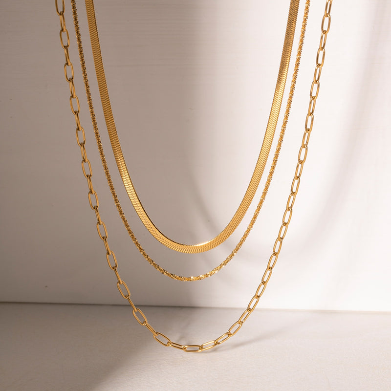 18K Gold-Plated Triple-Layered Necklace