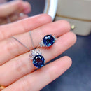 Silver-Plated Artificial Gemstone Pendant Necklace