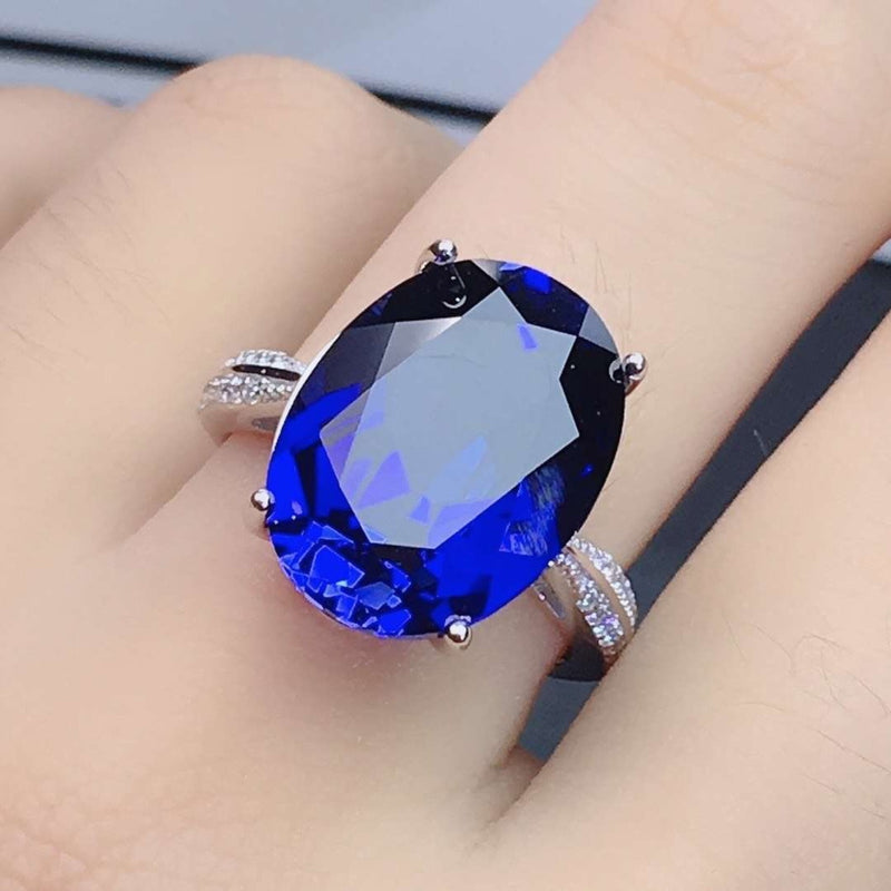 Platinum-Plated Artificial Gemstone Ring