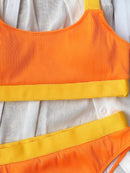 Contrast Scoop Neck Wide Strap Two-Piece Swim Set