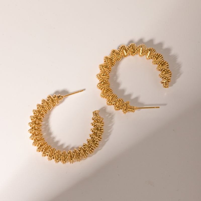 18K Gold-Plated Stainless Steel C-Hoop Earrings