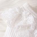 Lace Detail Round Neck Bodysuit and Bow Pants Set