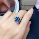 Square Shape Artificial Gemstone Platinum-Plated Ring