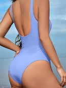 Cutout Notched Wide Strap One-Piece Swimwear