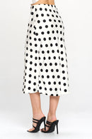 RENEE C Polka Dot Satin Midi Skirt