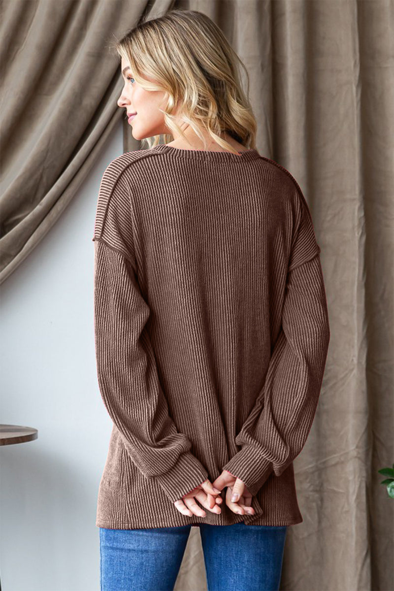 Heimish Ribbed Exposed Seam Long Sleeve T-Shirt