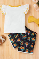 Baby Girl Graphic Flutter Sleeve Tee and Floral Shorts Set