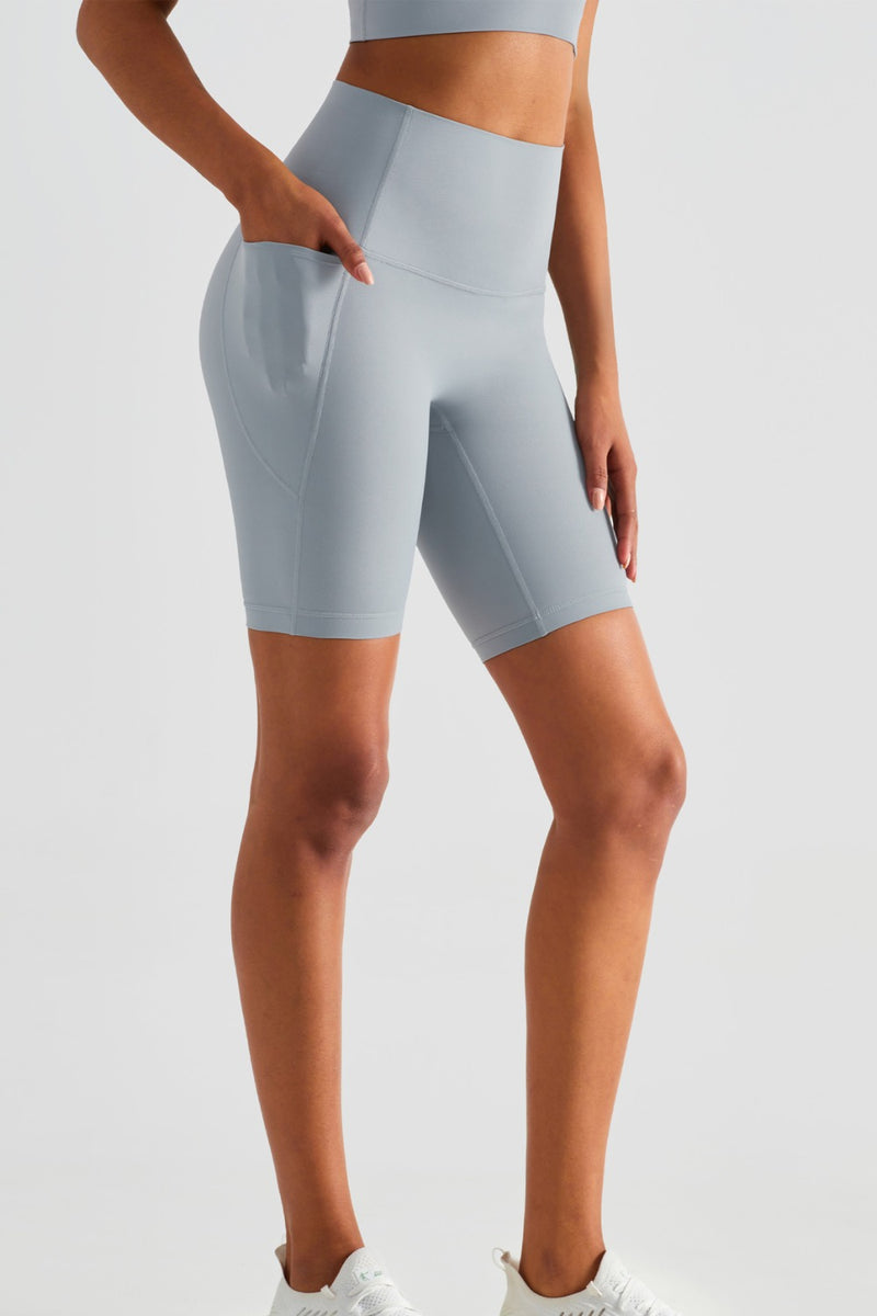 Pocketed High Waist Active Shorts