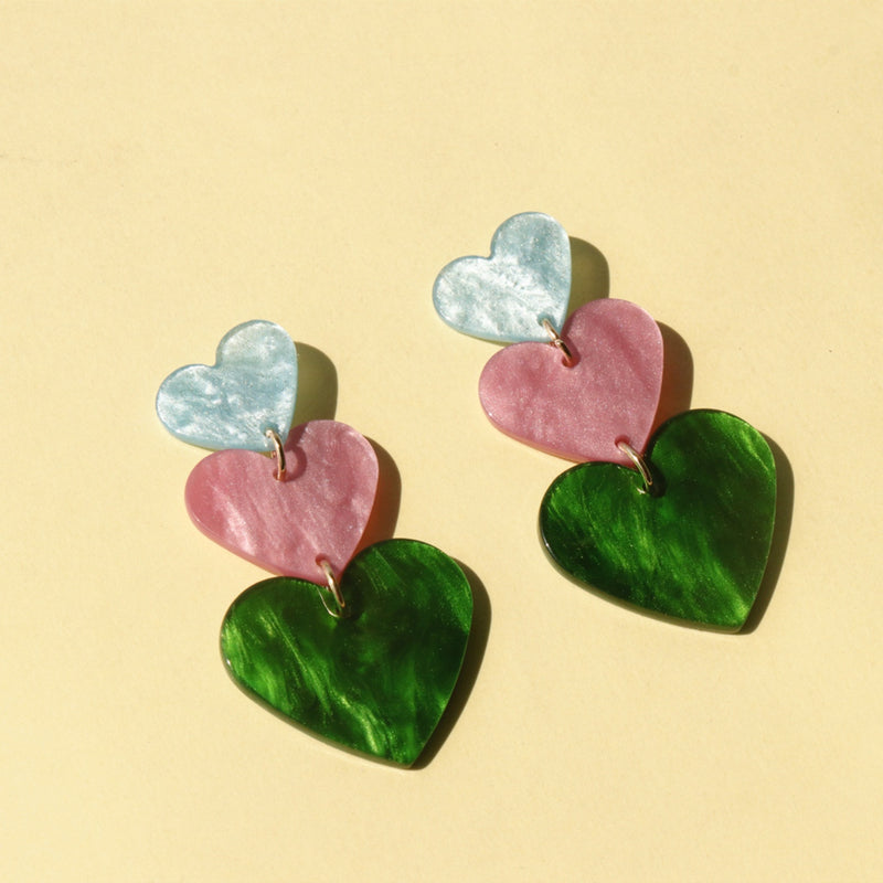 Acrylic Heart Dangle Earrings