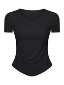 Notched Short Sleeve Active T-Shirt