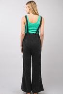 VERY J Texture Washed Wide Leg Overalls