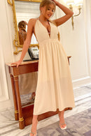 Gingham Double Strap Backless Plunge Dress