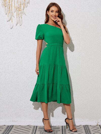 Tied Single Shoulder Midi Dress