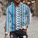 Men's Personality Rhombus Symbol Printing Long Sleeve