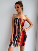 Tie-Dye Strapless Mini Bodycon Dress