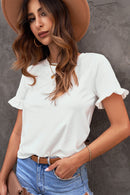 Flounce Cuff Crewneck T-shirt