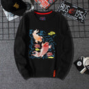 Embroidered Round Neck Loose Collarless Sweater Men