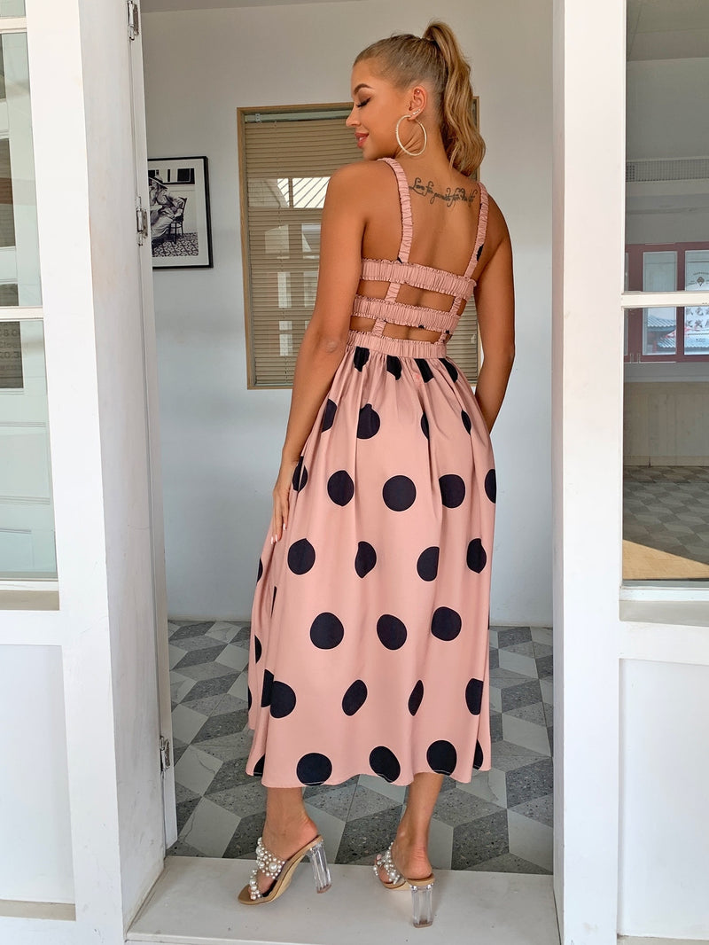 Large Scale Polka Dot Cutout Dress