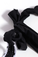 Black White Dot Print Halterneck Tankini Set