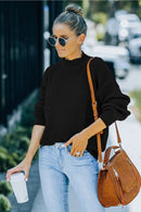 Mock Neck Waffle Knit Sweater