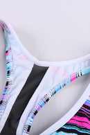 Sky Blue Striped Tie-dye Racerback Tankini Swimsuit