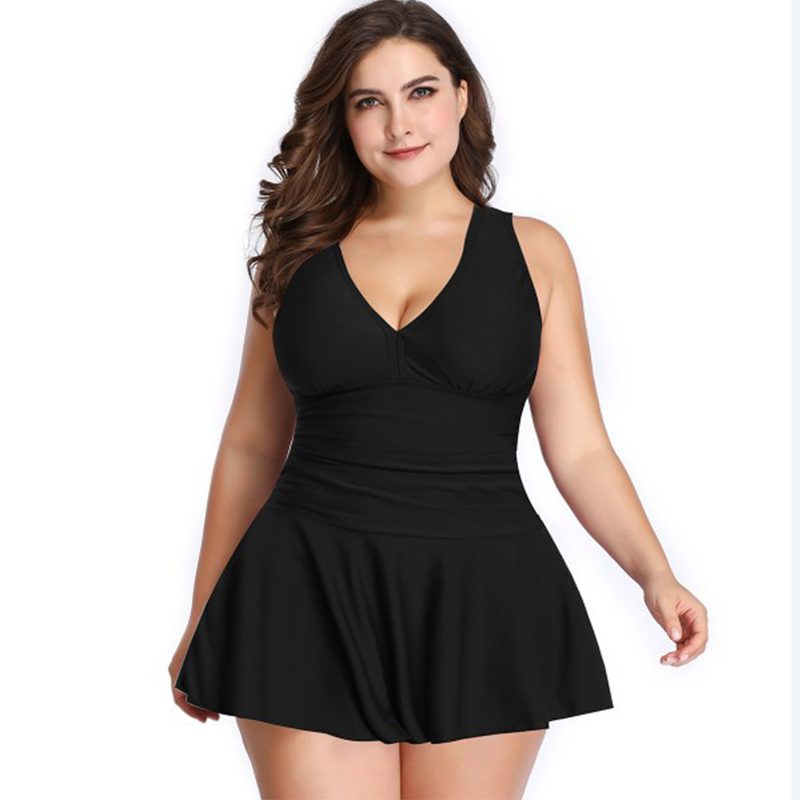 Women's Large Size Solid Color One-Piece Swimwear