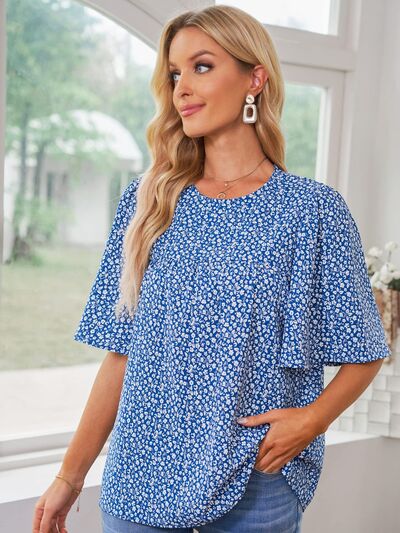 Floral Round Neck Half Sleeve Blouse