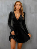 Surplice Puff Sleeve Mini Dress