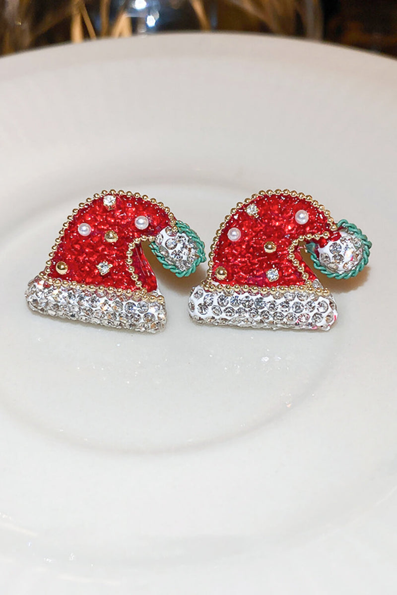 Rhinestone Christmas Hat Earrings