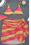 Women's Sexy Print Lace-Up Three-Piece Bikini Set