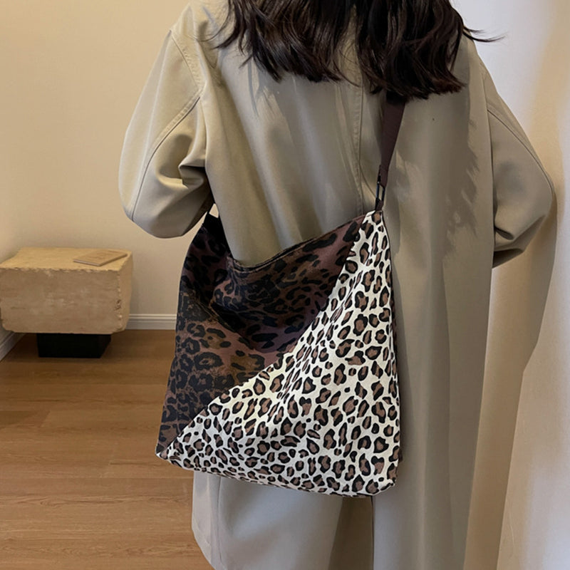 Leopard Contrast Adjustable Strap Shoulder Bag