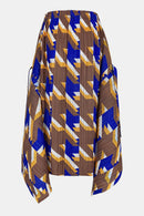 Houndstooth Accordion Pleated Handkerchief Hem Skirt