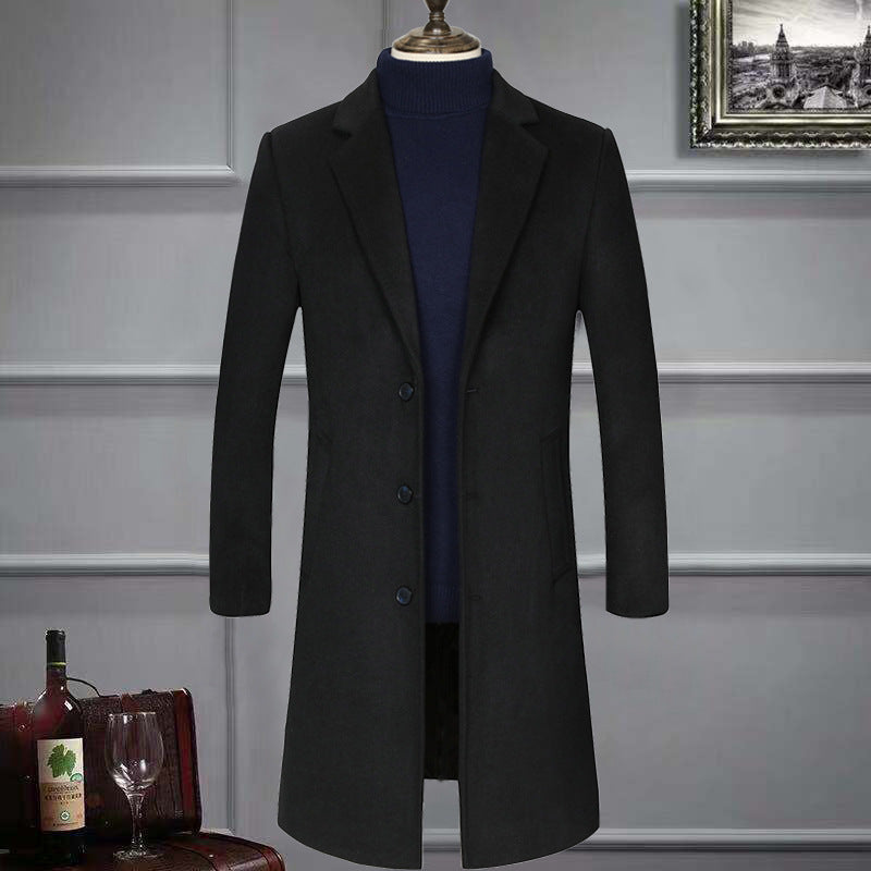 Slim suit collar woolen coat
