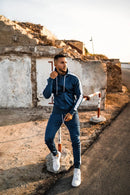 Sports Fitness Men's Cardigan Elastic Hooded Suit