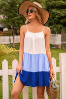 Color Block Ruffle Hem Tiered Dress
