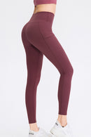 Elastic Waistband Yoga Leggings with Hidden Pocket