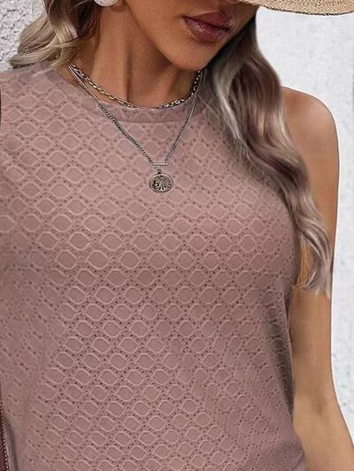 Eyelet Round Neck Tank